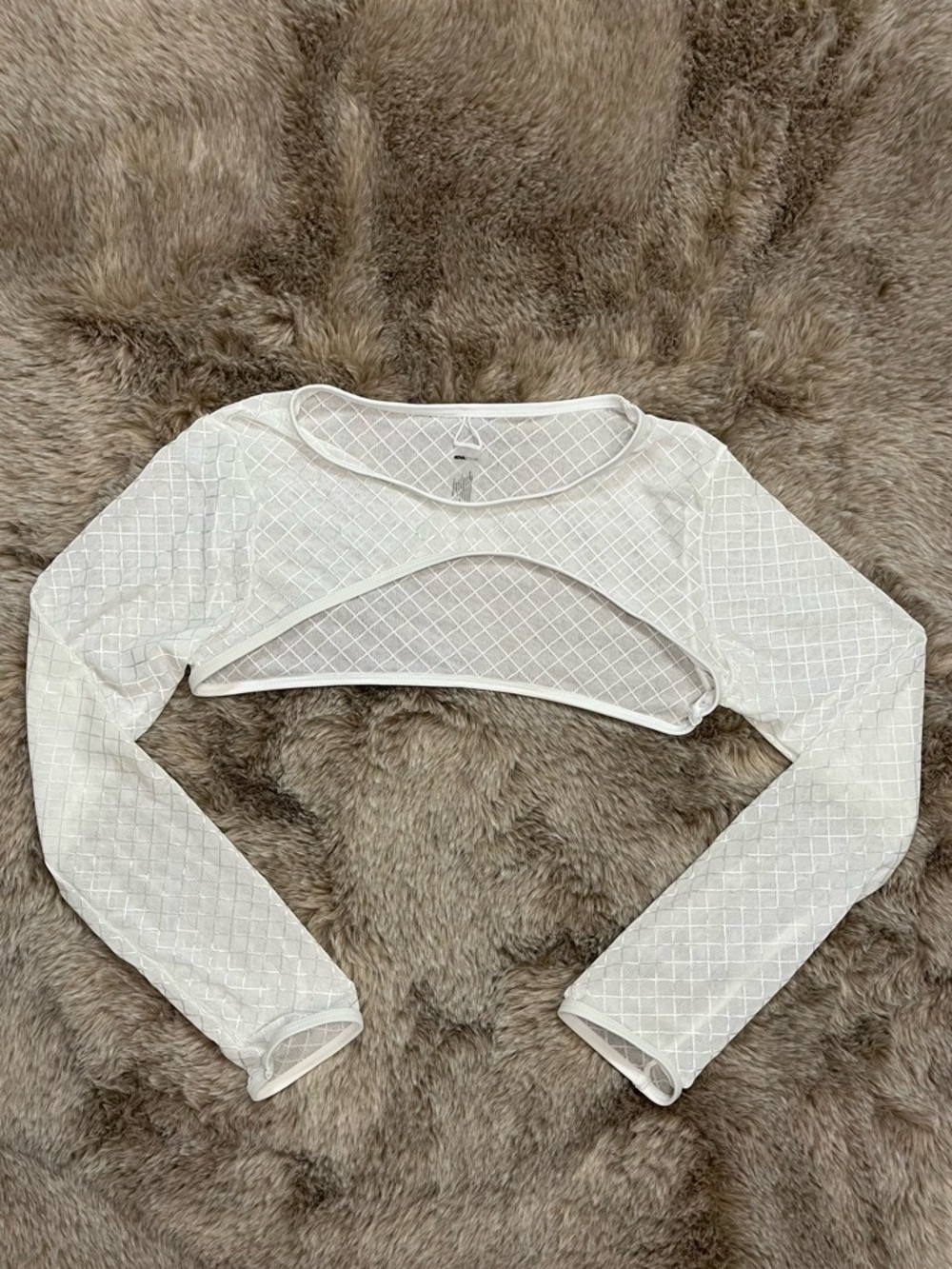 Fashion Nova White Mesh Sheer Long Sleeve Swim Bolero Shrug NWOT